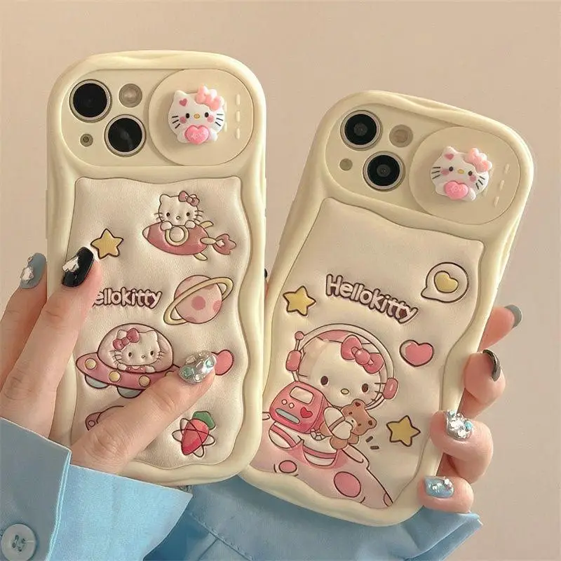 

Kawaii Sanrio Cute Animals Phone Case Hello Kitty Anime Cartoon Apple 11 12 13 14 15 Fall Prevention Phone Case Creative Gifts