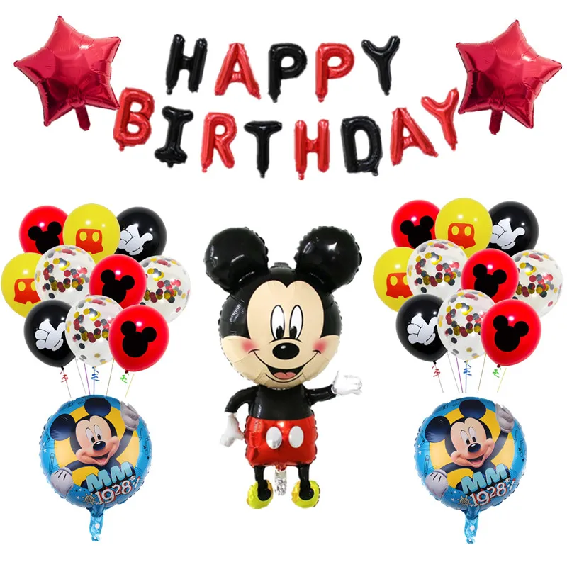 1Set Red Mickey Mouse Theme Disposable Paper Cups Plates Flexible Straws Baby Shower Kid Birthday Napkin Decoration Supplies 