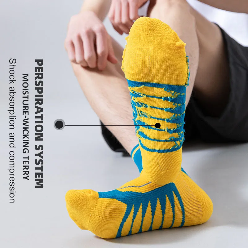 GYMIGO Men Basketball Socks Soft Thickened Towel Terry Sweat-Absorbing Training Sport Socks Non-Slip Professional Athletic Socks
