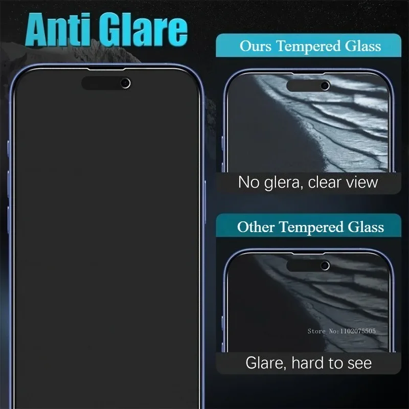 4Pack Matte Tempered Glass for IPhone 14/15/16 Pro Max 6/7/8 Plus Anti-Fingerprint Screen Protectors 11/12/13 Pro Max Anti-Glare