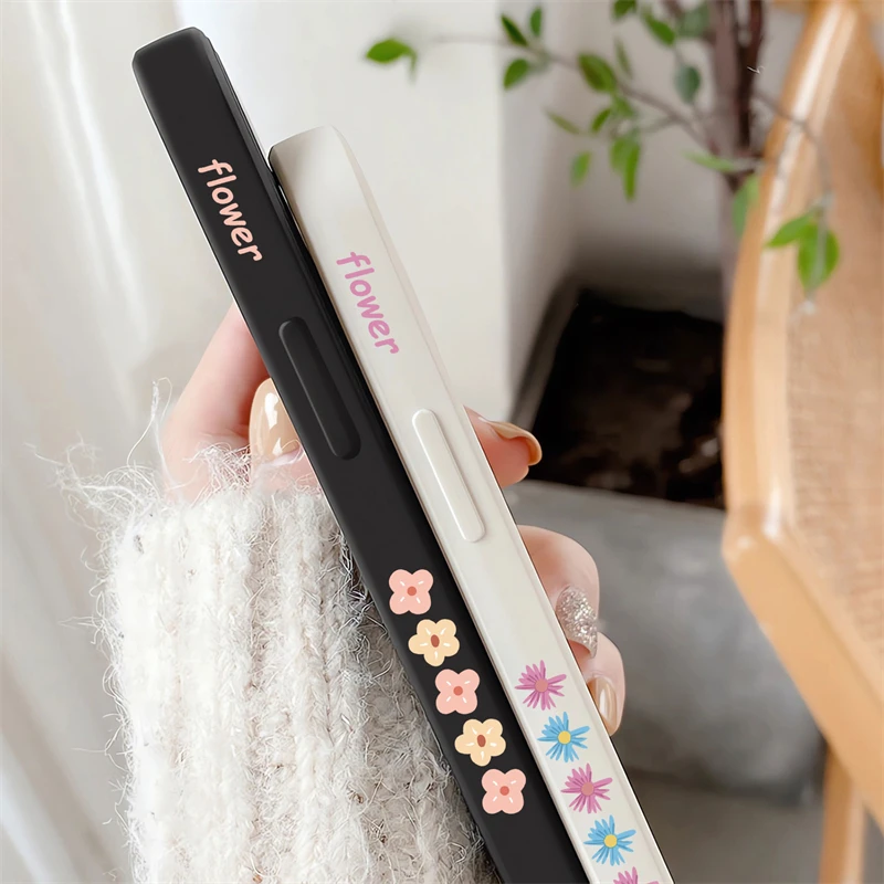 Elegant Floral Pattern Liquid Silicone Phone Case - Fashionable Flower Design
