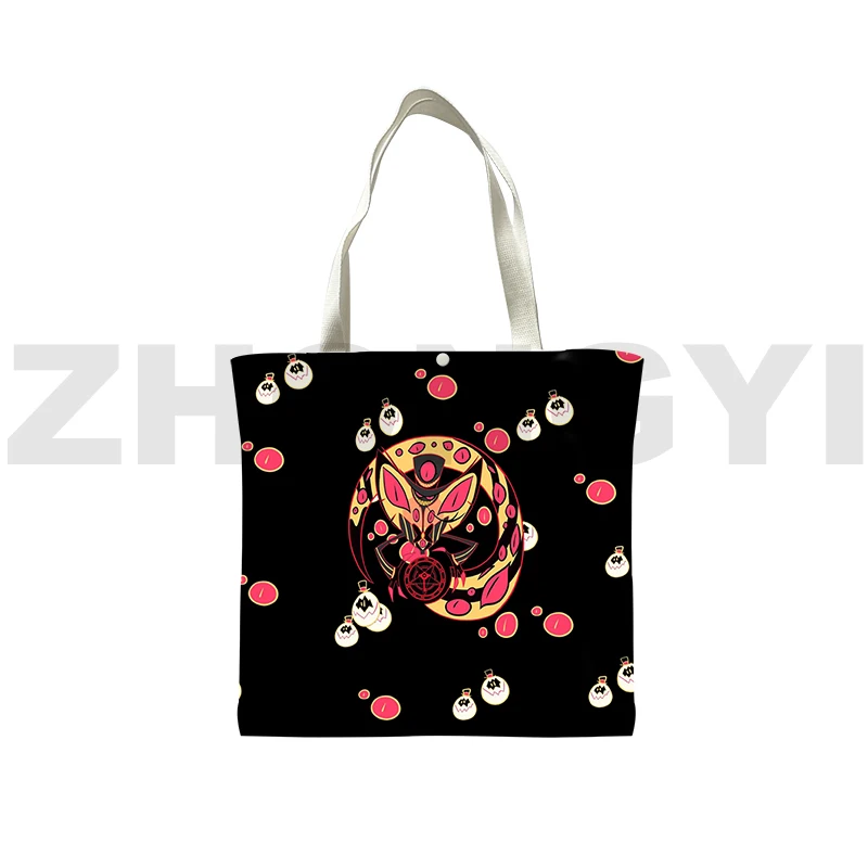 

Hazbin Anime Tote Bag 3D Print Hotel Shopping Bag Teens Large Canvas Bag Female Handbags Supermarket Bag Harajuku Shoulder Bag