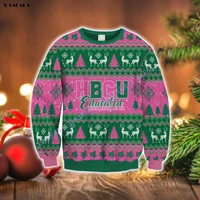 American Black HBCU Alpha AKA Pattern 1908 3D Printed Ugly Sweater Christmas Gift Men Female Winter Knitted Cotton Xmas Warm 1