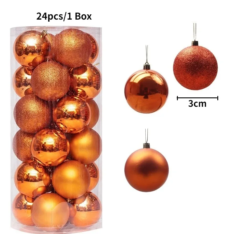 24/36 bolas de Navidad, adornos para árbol de Navidad, bolas colgantes para árbol de Navidad, decoración para fiesta en el hogar, regalo de Año Nuevo 2025, Navidad
