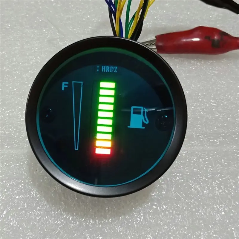 자동차 연료 레벨 미터 게이지 52mm 범용 24V 오토바이용 8 LED 조명 디스플레이