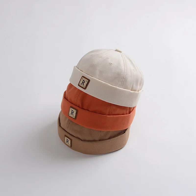 Kids Melon Skull Beanie - Solid Color Brimless Hat for Boys  Girls