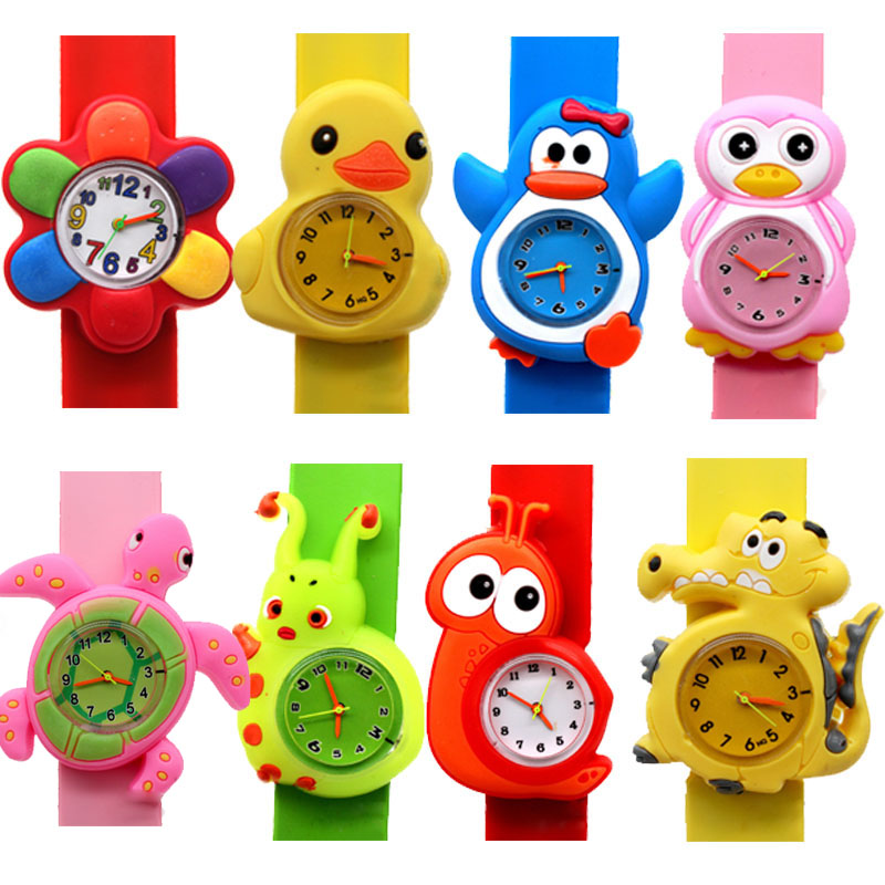  Digital Watch Slap Snap On Cartoon Watches Child Silicone Wristwatch Fashion Boys Girls Children Kids 