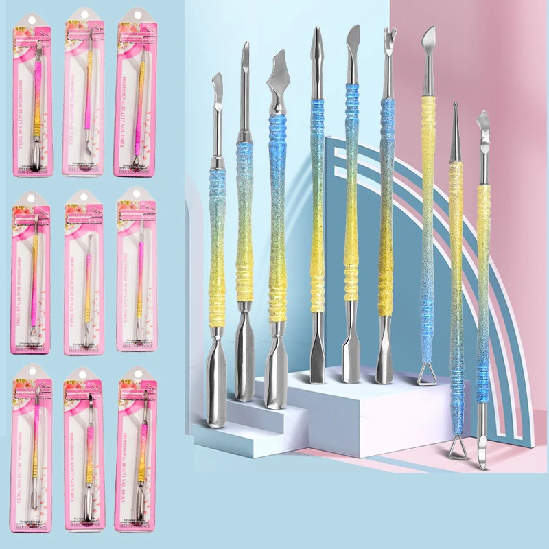 

Double Head Nail Steel Push Stainless Gradient Ice Flower Dead Skin Remover For Pedicure Manicure Nail Art Cleaner Care Tool