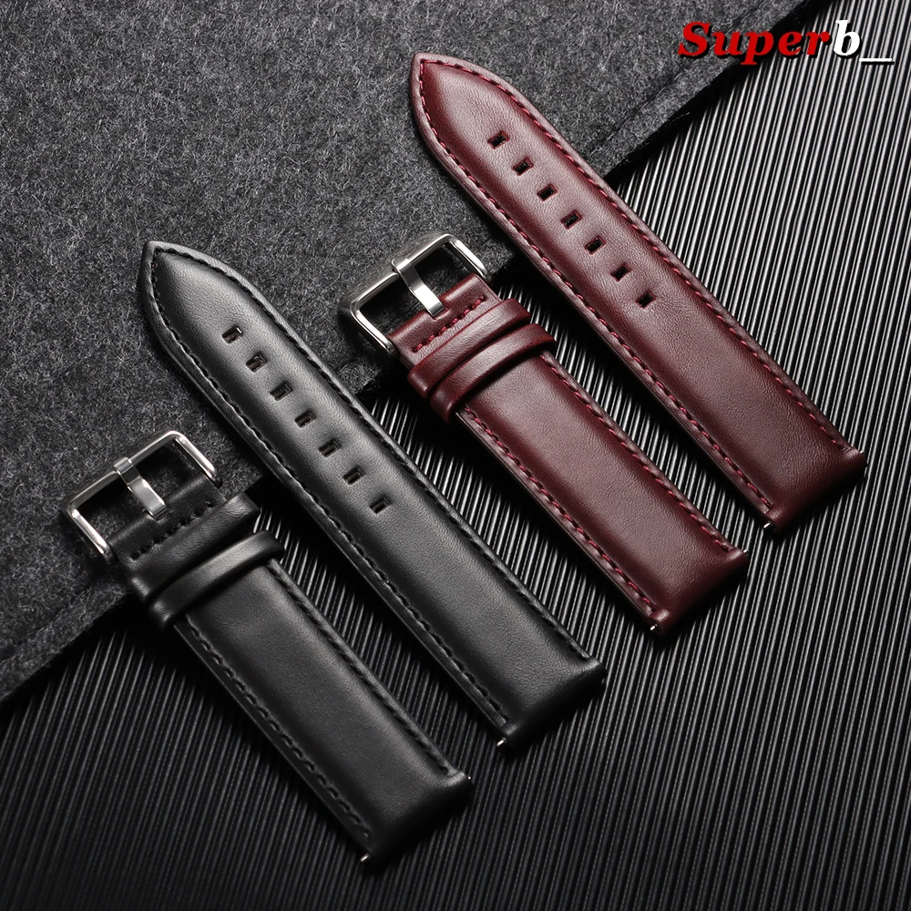 Vintage Genuine Leather Watch Strap – Premium Cowhide Quick Release Wristband