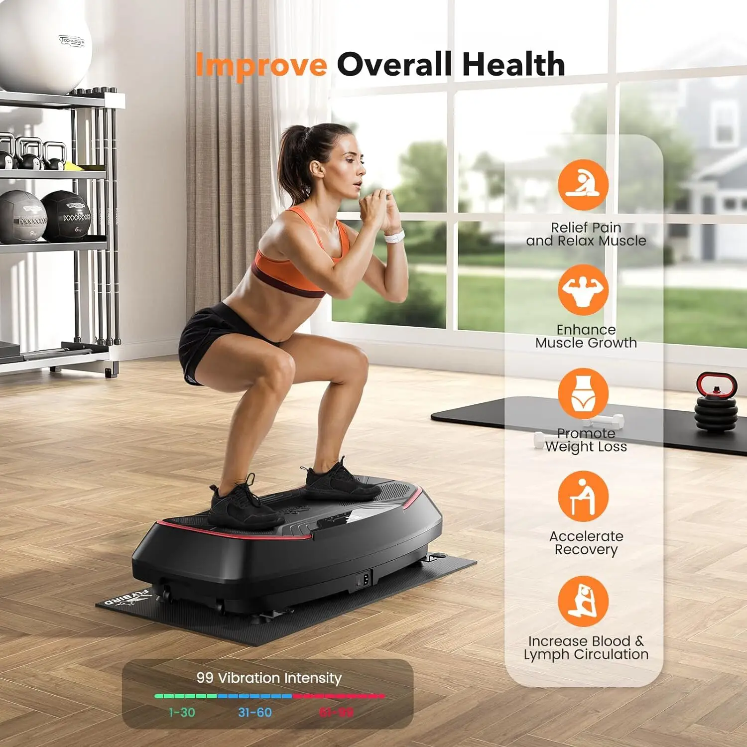 4D Vibration Plate-Triple Motors Oscillation, Linear, Pulsation Vibration Plate Exercise Machine, 30Hz-40Hz Pl
