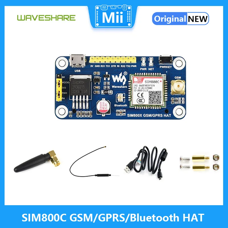Cappello Sim800C Gsm/Gprs/Bluetooth Per Raspberry Pi, Comunicazione 2G, Trasmissione Dati Bluetooth, Supporta Sms,Gprs,Dtmf,Http Ecc.