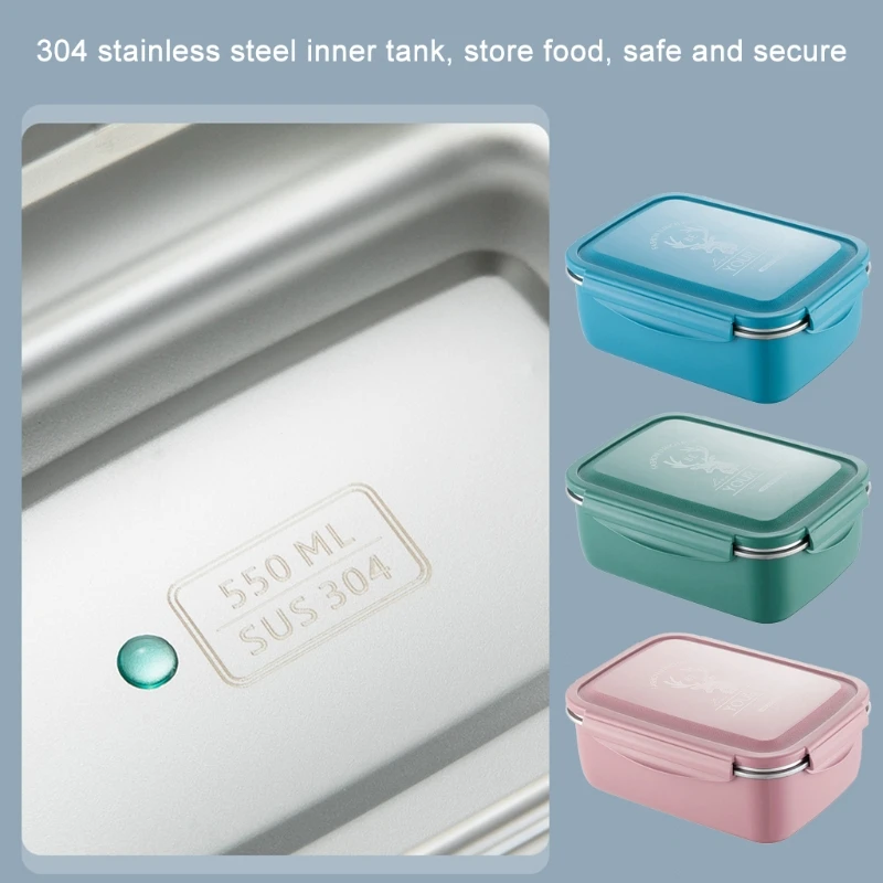 Lunch Boxes Stainless Steel Children's Lunch Box with Compartments Bento Boxes Adults Metal Breakfast Box Nursery School B03E - 3