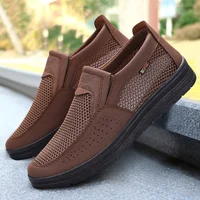 Men's Summer Casual Breathable Shoes Pure Color Old Beijing Flat Cloth Shoes Versatile Comfortable Non-slip EVA Insole round Toe