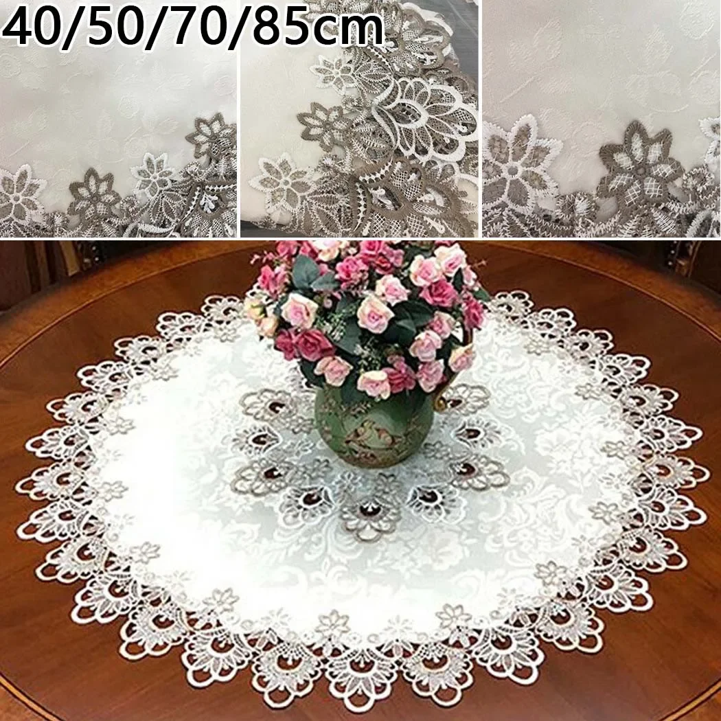 

S/M/L/XL Round Tablecloth Lace Floral Table Cover Dustproof Home Festival Table Cloth Linens & Textiles