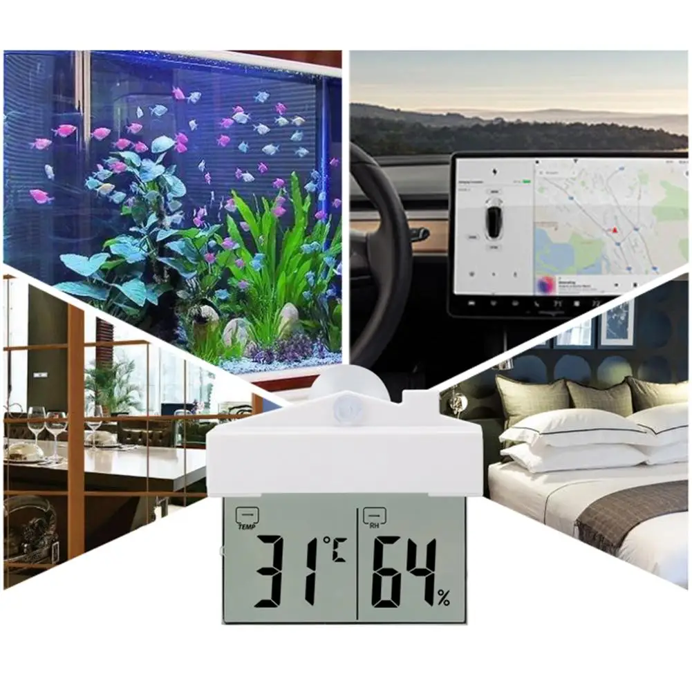 

Digital Lcd Window Thermometer Hygrometer Indoor Outdoor Weather Humidity Meter With Suction Cup