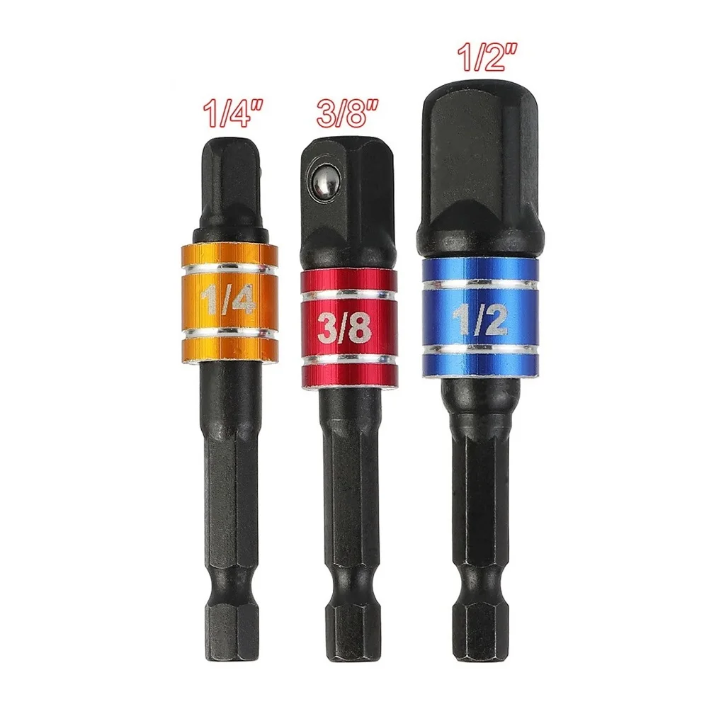 

Drill Socket Adapter Impact Driver With Hex Shank 1/4" 3/8" 1/2" Extension Bar Bits Electric Drill Heads Square Socket Dril