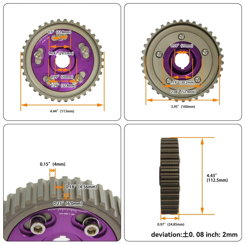 thumbnail image 2 of VENEKA Adjustable Cam Gear Pulley - Performance Upgrade For Honda D15/D16 SOHC Engines 88-00 2 of 10