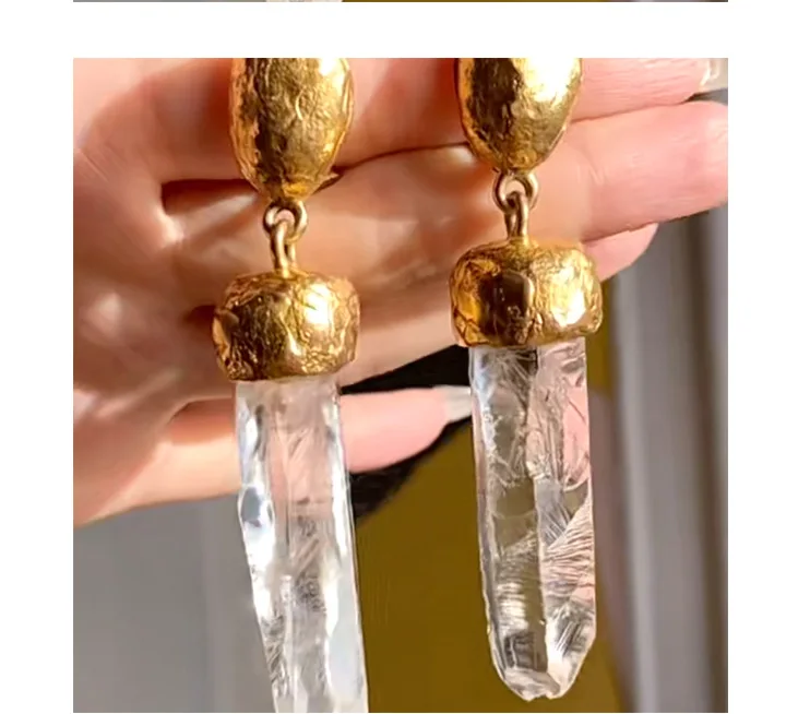 Vintage Chunky Long Clear Bar Drop Earrings For Women Jewelry Runway Party T Show Fancy Trendy Boho INS Japan Korea