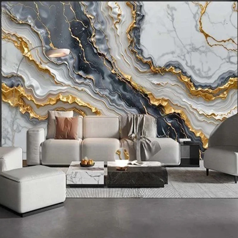 Custom Modern Abstract Marble Wallpaper Mural 3D Wallcoverings Elegant ...