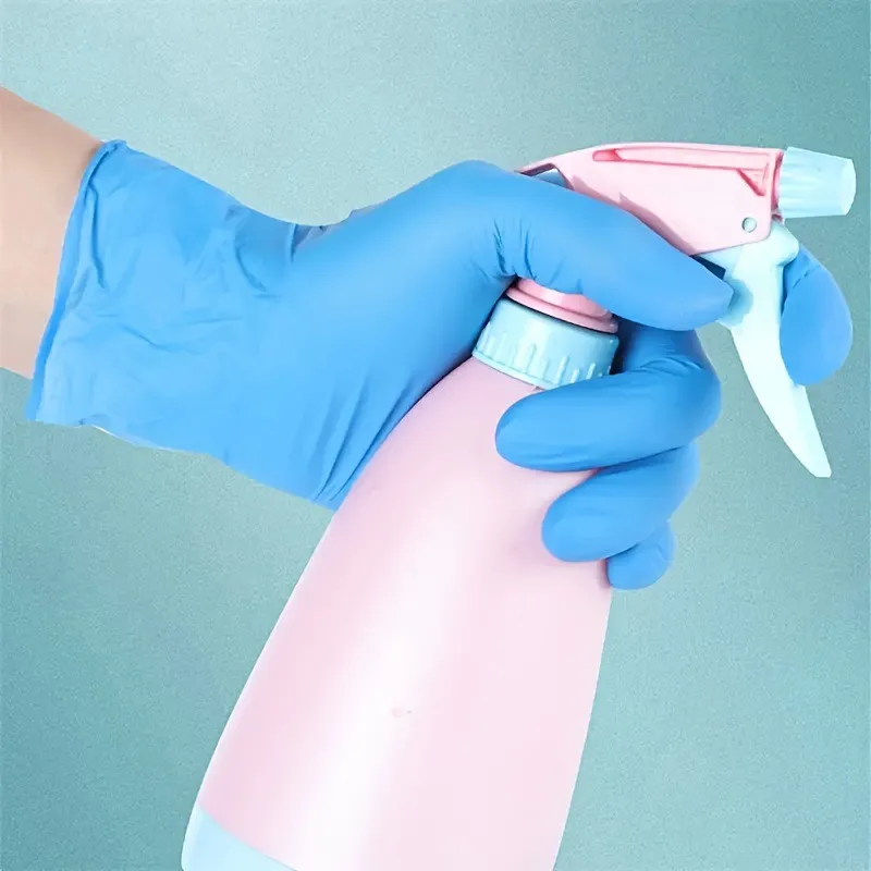Blue Nitrile Gloves Waterproof and Anti Fouling Household Nitrile Gloves Pet Bathing Cleaning Household Cleaning Tools 50PCS
