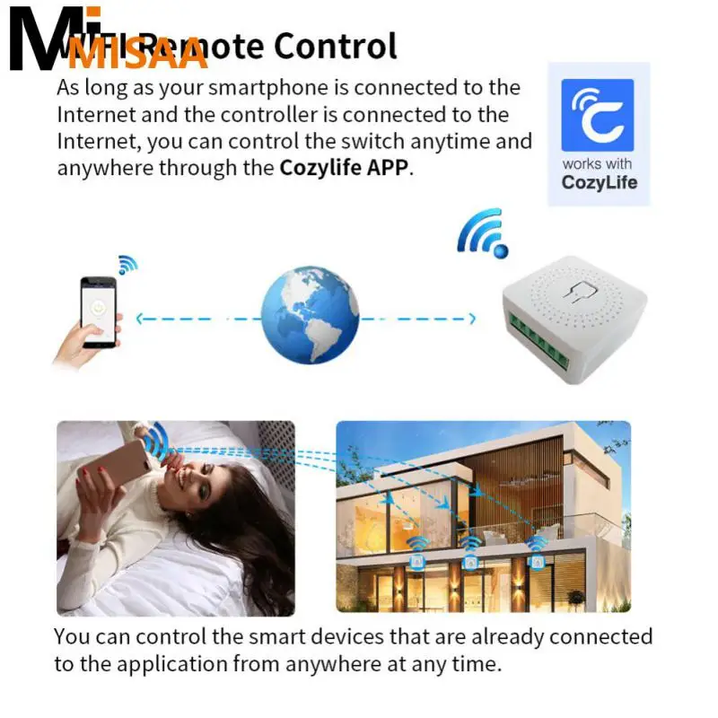 

Remote Control Switch Wifi 16a Cozylife And Homekit Disconnector Ac100-240v Smart Home Voice Control With Siri Mini Breaker