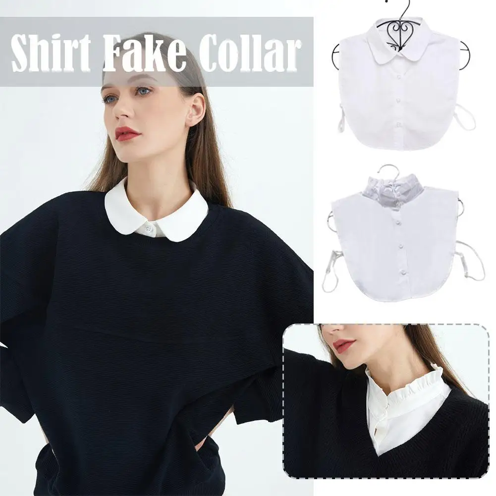 

Women Cotton Crystal Fake Collar Blouse Solid Adjustable Vintage Bussiness Various Styles Practical Multifunction Fake Collar