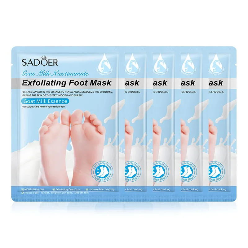 SADOER Goat Milk Foot Mask Moisturizing Foot Peeling Mask Anti-aging Exfoliating Feet Pedicure Exfoliant Feet Skin Care