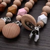 Baby Beech Teether Pacifier Chain Cartoon Animal Handmade Wood Teether Chain Baby Pacifier Clips Nipple Clip Teething Chew Toys 6
