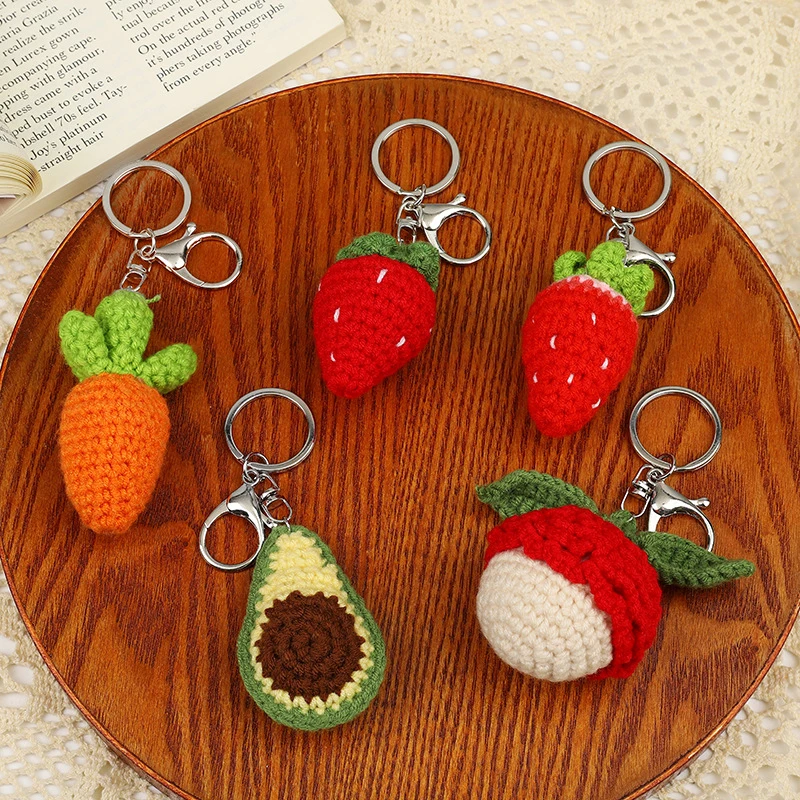 Creative-Knitting-Fruit-Keychain-for-Women-Girls-Cute-Strawberry-Carrot ...