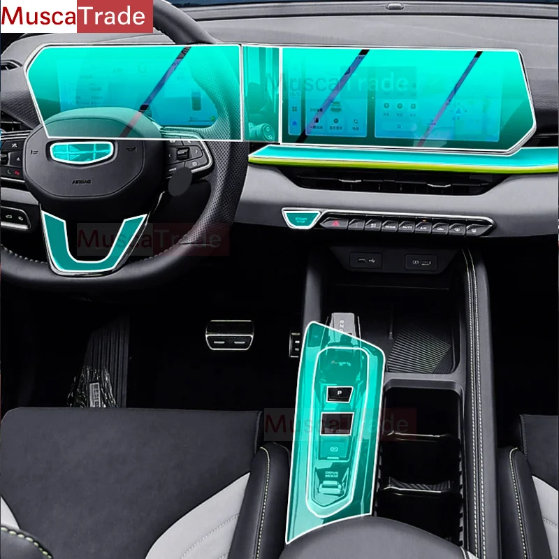 

Для GEELY COOLRAY 2024 Защитная пленка для экрана автомобильного интерьера ТПУ панель коробки передач с защитой от царапин навигация на приборной панели