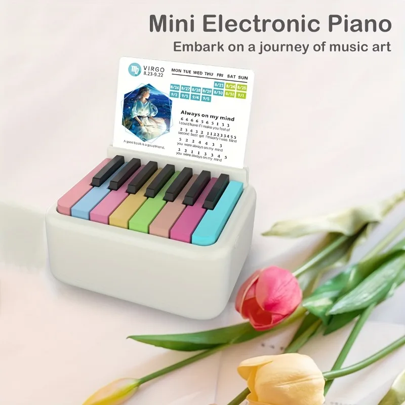Portable Mini Electronic Keyboard Piano Calendar Music Sheets Toy Boy Girl Mini Electronic Piano with Calendar Cards