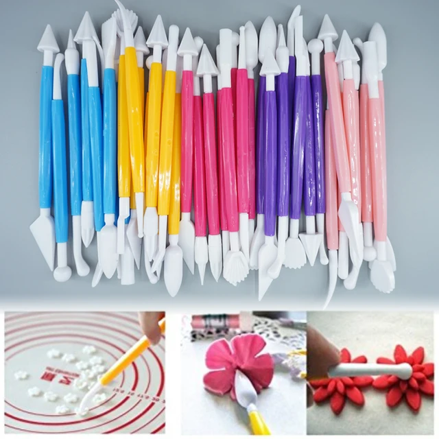 Sütemény Díszítés 8Db Fondant Modellező Eszközök 16 Minta Faragott Virág Kézműves Agyag Tollkészlet Sütő Kiegészítők Modellezése