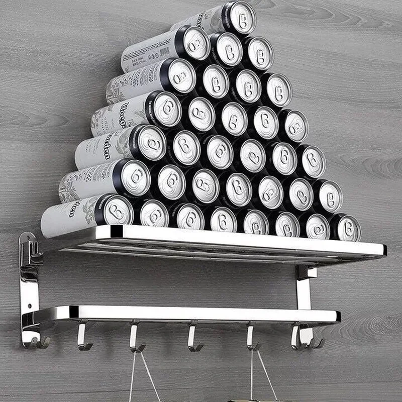 aco inoxidavel polido banheiro rack folding movel 03