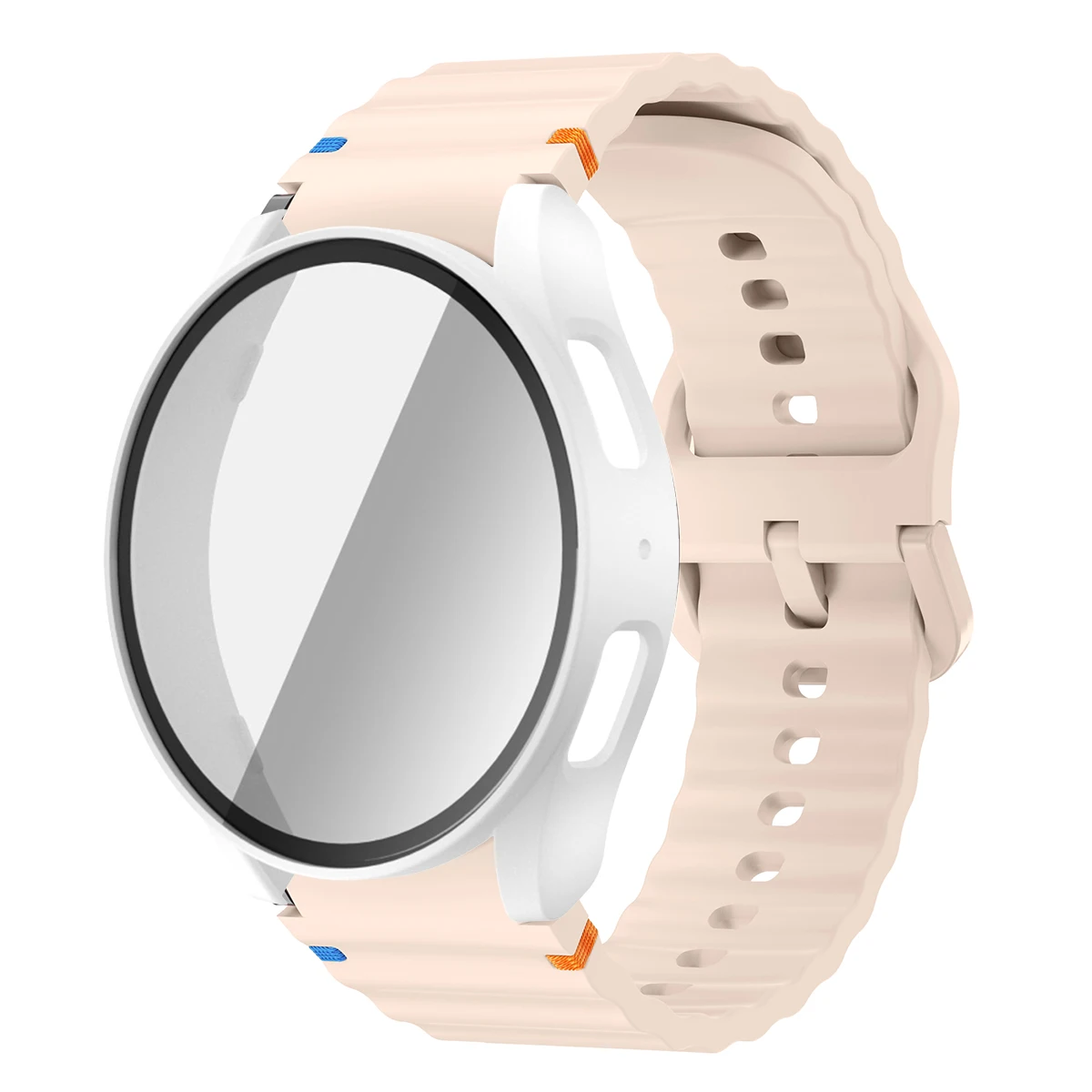 Silicone Watch Strap with Case and Screen Protector for 40-44mm Smartwatches - Durable Wrist Accessory