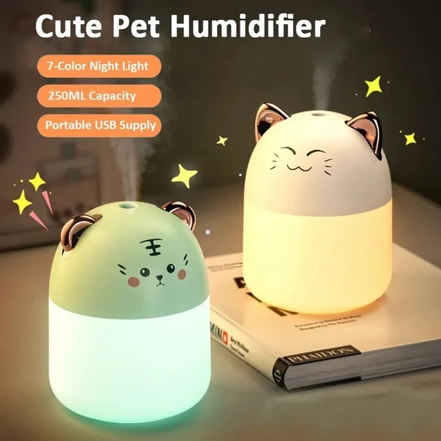 250ml New Desktop Humidifier With Colorful Atmosphere Light Cold Mist Aroma Diffuser Home Bedroom Humidifier Purifies 1