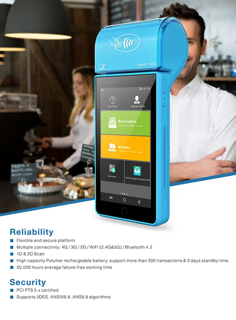 Handheld da Posição Térmica do Recibo Hbpos Android Terminal Embutido 58mm Impressora Msr Nfc Pagamento Billing Pos Máquina Wifi Psam Pda 7.0 1 Computers & Electronics