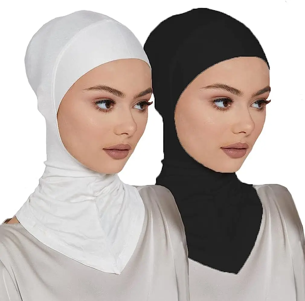 

Ramadan Muslim Underscarf Women Modal Hijab Cap Adjustable Stretchy Turban Full Cover Shawl Cap Full Neck Coverage for Lady