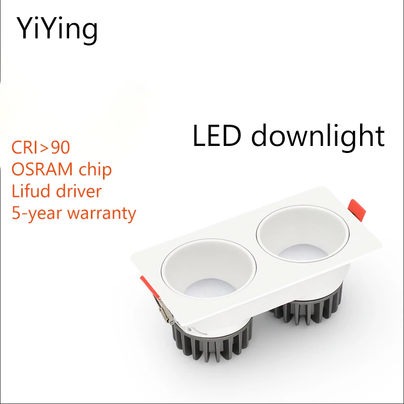 YiYing Led Downlight Recessed Square Bouble Head Ceiling Lamp Replaceable Light Source SMD Floodlight 110V 220V For Kitchen Home surface mounted ceiling downlight double spot led lamps replaceable gu10 kitchen living room decor square lamp lighting for home