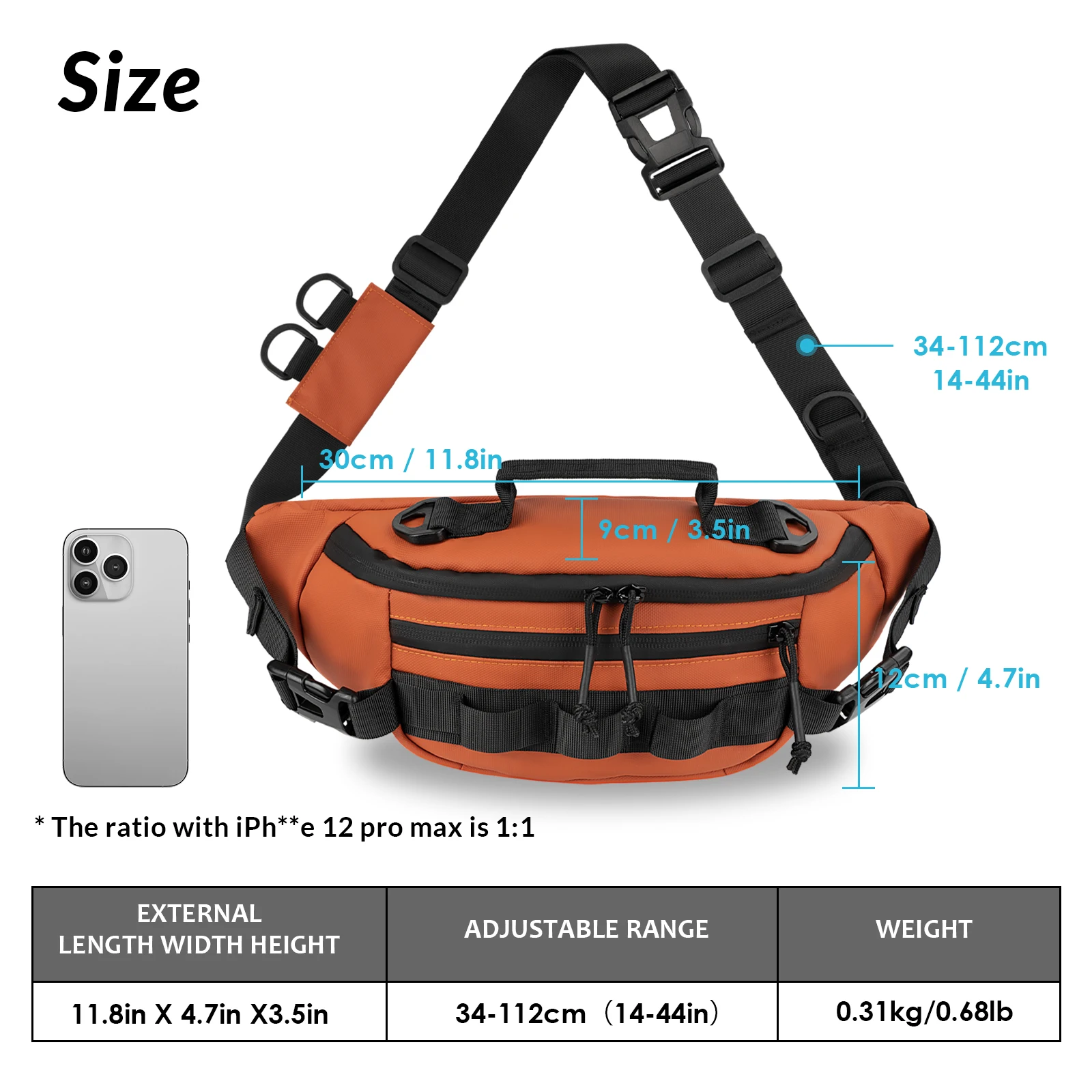 Description Picture 6 of item1pcs Fishing Waist Bag Outdoors Sport Waterprooof Fishing Lures Storage Bags Fishing Tackle Gear Belt Bags One Shoulder Backpack