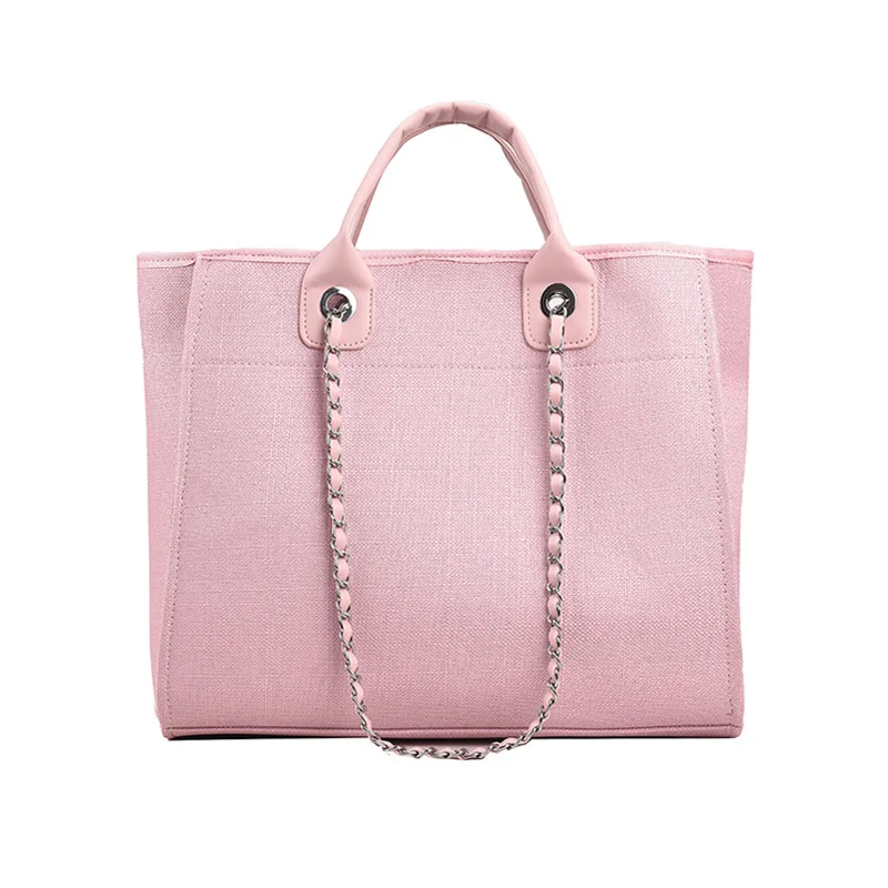 

Новая женская сумка, модная холщовая большая сумка с цепочками, сумки на плечо, женская большая сумка