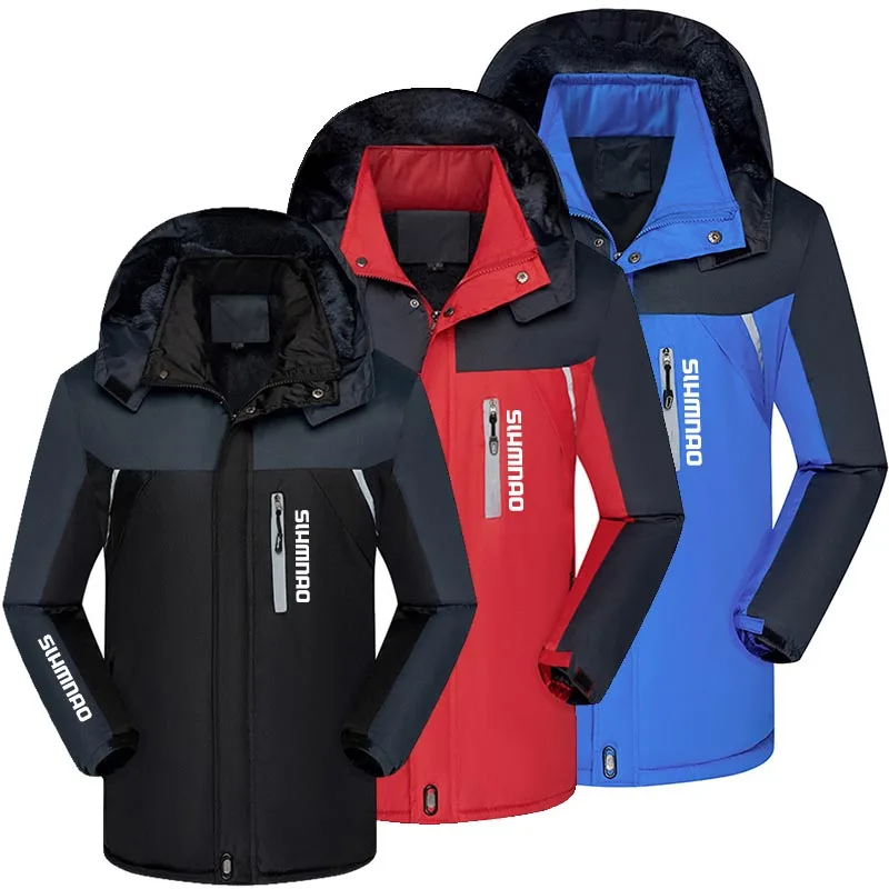 New Winter Camping Plush Thick Stormtrooper Jacket for Men, Large Outdoor Mountaineering Clothing for Men, Warm Fishing Jacket