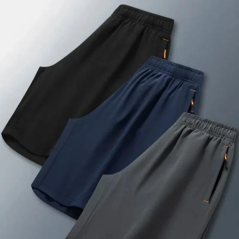 Sport Shorts Summer Ice Silk Quick Dry Cropped Men's Athleisure Loose Breathable Beach Plus Size