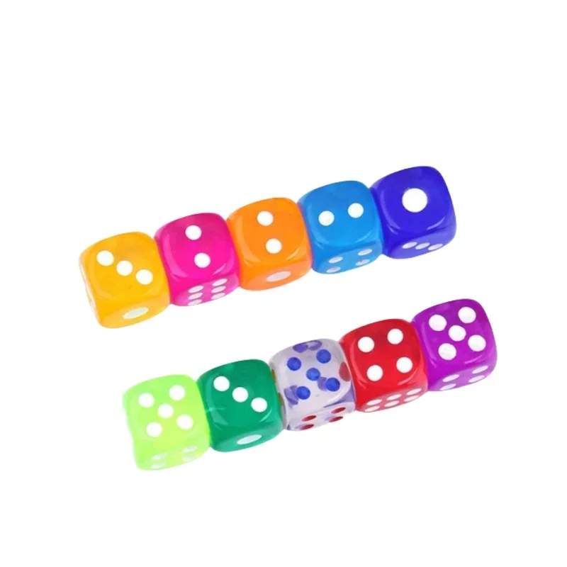 10Pieces/Lot 12mm Transparent Acrylic 6 Sided D6 Point Dice For Club/Party/Family Board Games 10 Colors Clear Round angle Dice game dice dice set acrylic dice