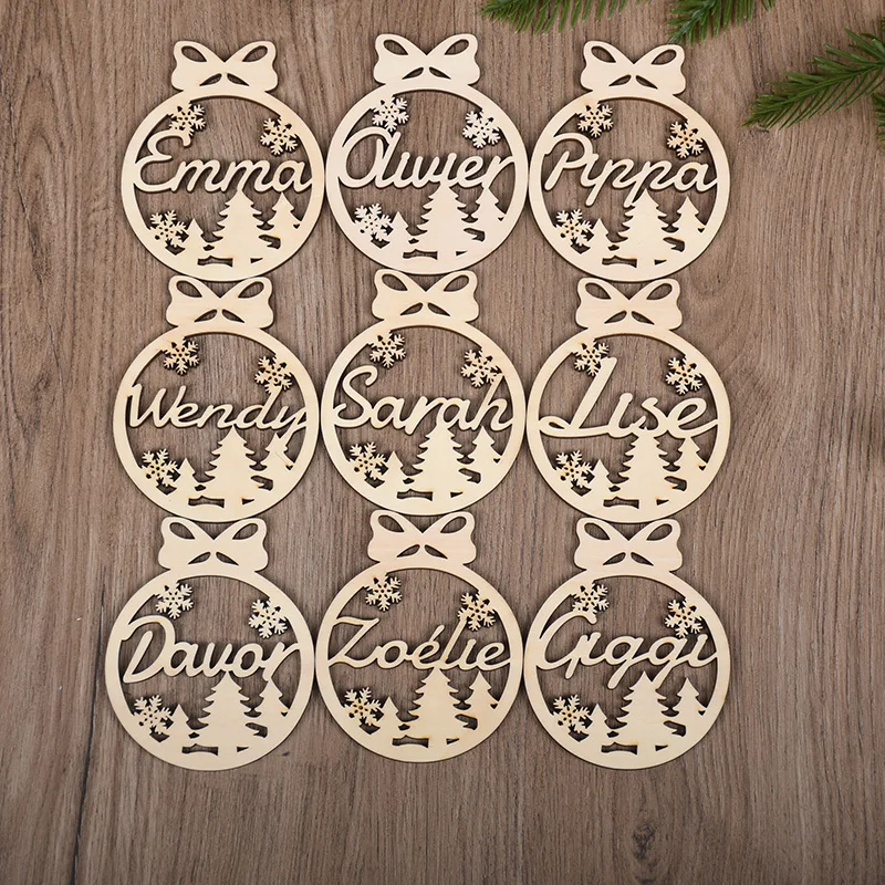 Wooden name ornament Custom-Made Name Christmas Wood Bauble Snowflake Ornament Ball