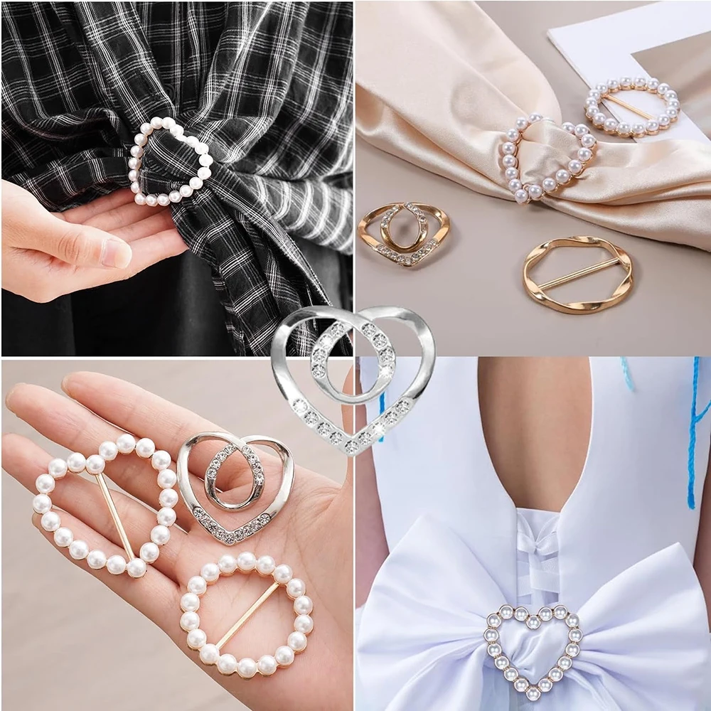 4개 세트 T-큐트 스카프 링 및 슬라이드, 스카프용 셔츠 클립, 의류용 금속 원형 링 및 슬라이드, 스카프 버클