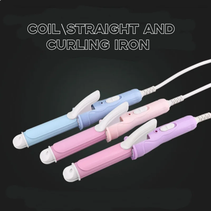 2-in-1 Pink/Purple/Blue Mini Curling Iron Perm Curling Iron Wet/Dry Dual-purpose Straight Hair Straightener