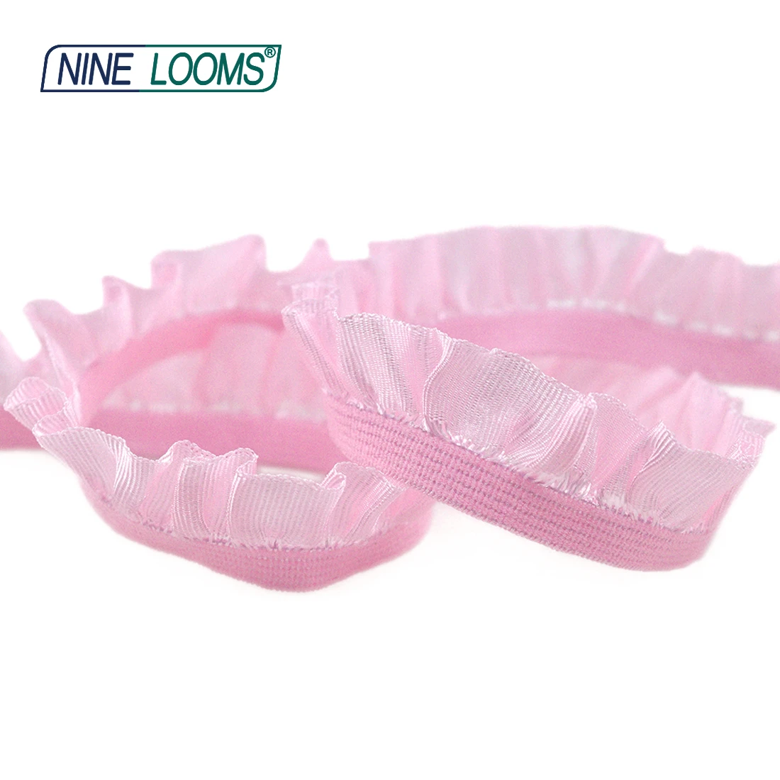 Neun Webstühle glänzende Rüschen Spitzen besatz elastisch 5/8 "15mm Streifen gekräuselte Spandex Band Stirnband Dessous Kleid Nähen Handwerk 2 5 10 Yard – Detail 4