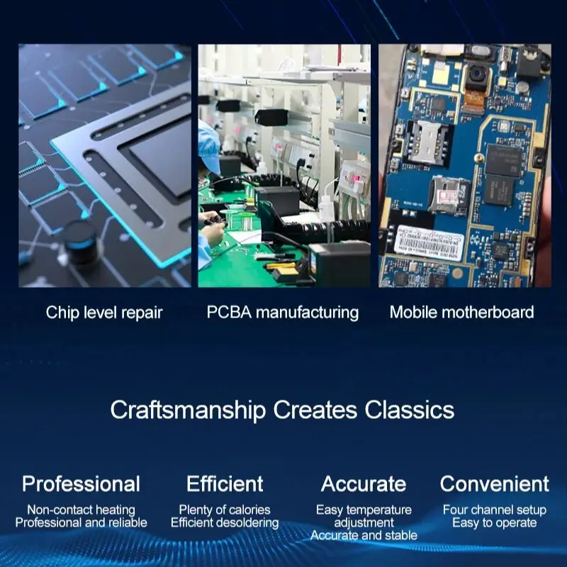 솔더링 스테이션 퀵 861 프로 열풍 리워크 AI 음성 제어 휴대폰 메인보드 IC 칩 PCB 수리 도구