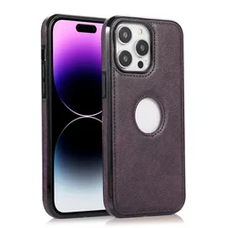 Premium Business Leather Phone Case - Slim & Stylish with Logo Cutout - iPhone 12 Mini (PURPLE)