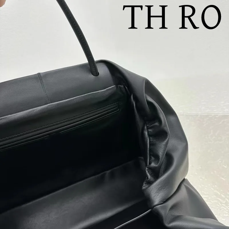 TH RO Women's Magnetic Buckle Design Handbag Cowhide Large Capacity Commuter Bag Genuine Leather Casual Style